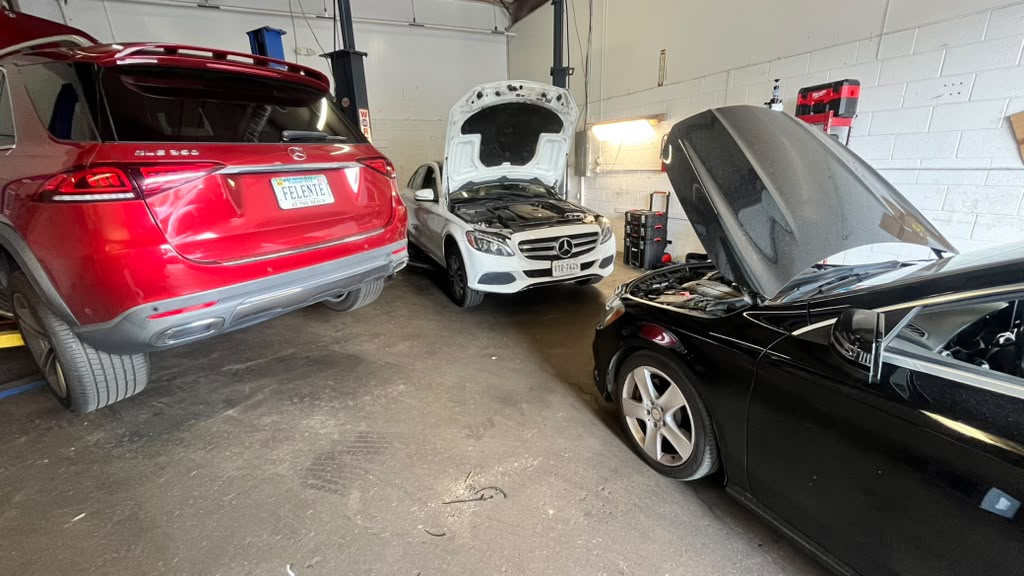 European cars in for service in our shop bay